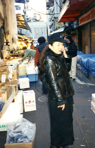 This is my dear friend, Momoko Sano, who is my faithful companion and guide whenever I am in Japan. This is the outer market, whose retail shops and restaurants cater to the public.