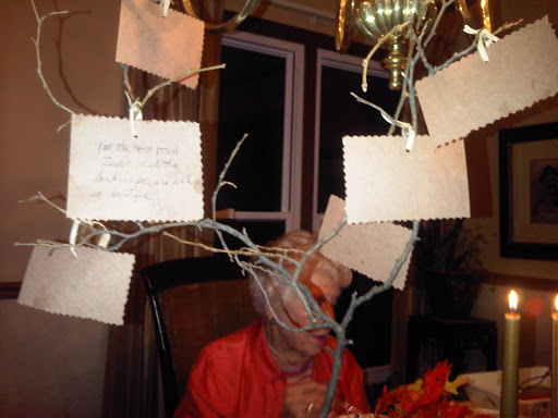 Carly Birnbaum - My mom created a 'gratitude tree' using branches my dad gathered. Each family member wrote down what they were thankful for and hung it on the tree. A great new family tradition!