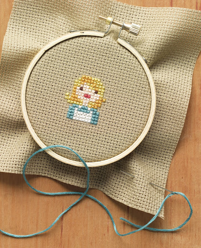 Embroidery Martha: Cross-stitching is easier and faster than it looks - if you can sew on a button, you can do it. I love this cross-stitched portrait that one of our very talented crafts editors, Silke Stoddard, made. Can you recognize me?
