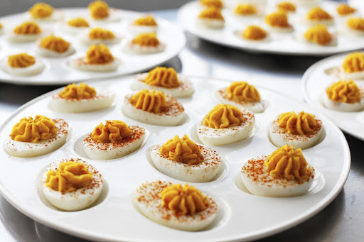 I provided fresh eggs from my farm to create deviled eggs.