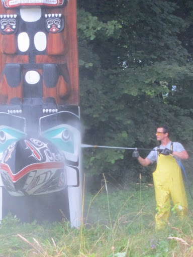We were surprised to see that these traditional icons were being power-washed!