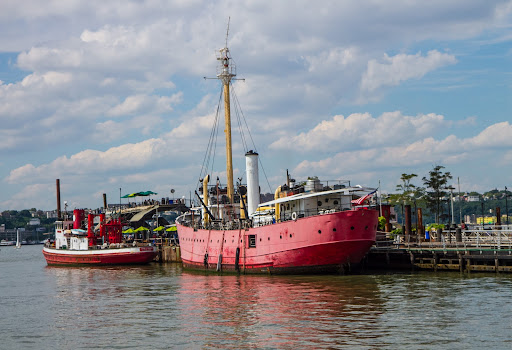 The Frying Pan actually sank and spent three years at the bottom of the Chesapeake Bay before being salvaged and brought to Chelsea Piers, where it is now part of a fun restaurant/bar.