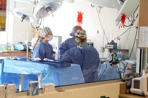 This is one of three operating rooms in this busy facility.