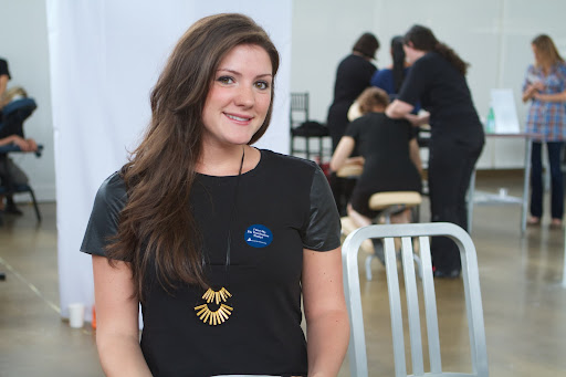 Colleen Banks, Editorial Assistant, Style - Weddings, felt good about getting her flu shot and was showing off her sticker.