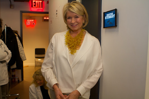 Here I am all ready to go on set. I'm wearing a fabulous necklace designed by Silvia Tcherassi. The sound person was quite concerned about fitting me for a mic, but he positioned it in just the right place to avoid contact with the necklace.