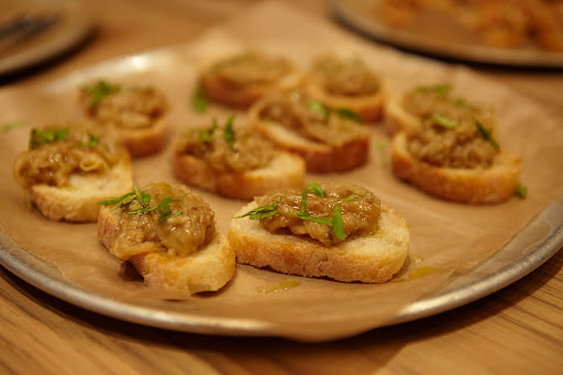 Toasts with roasted eggplant