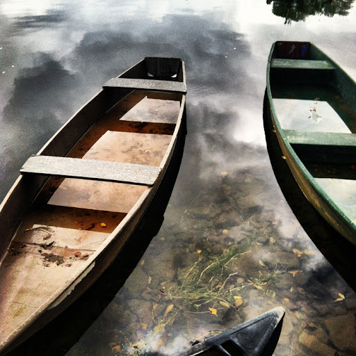 Old wooden canoes in Beynac