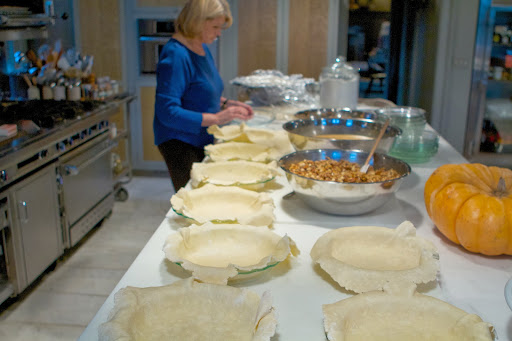 While Pierre was cooking away in the kitchen of the flower room, I had a project of my own going on in my kitchen. I wanted to give a pie to each of the farm crew for them to enjoy on Thanksgiving.