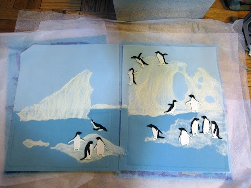 In the final arrangement, I let the 'dangerous' iceberg penguins free. I'm not sure they would actually risk climbing that slippery slope!