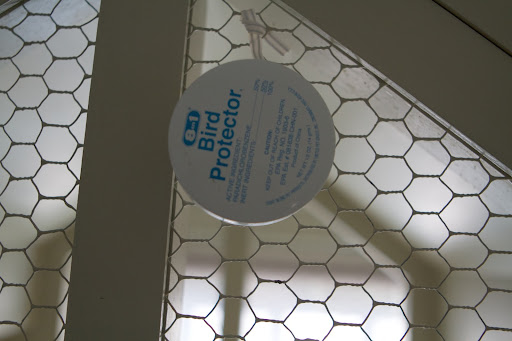 On the outside of the cage, we hang 8 in 1 Bird Protectors which protect the canaries from lice and mites for months. As it protects, this product also deodorizes the cage.