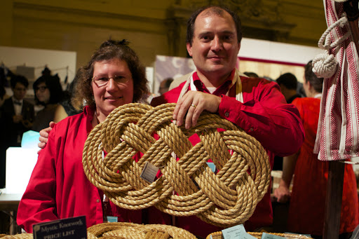 Mystic Knotwork offered a variety of knotted wares, like this Nautical Ocean Plait Rope Mat. http://www.mysticknotwork.com/
