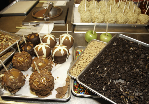 Amy’s Candy Kitchen makes over 70 different kinds of caramel apples throughout the year. My favorite is M&M!