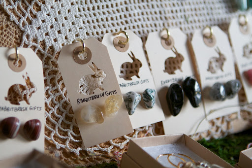 All of their handmade creations are inspired by nature, like these tumbled stone earrings.