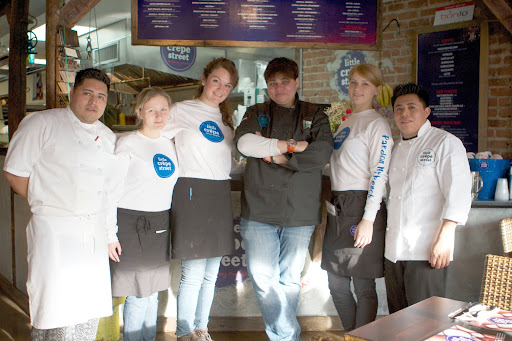 The wonderful staff of the newly opened Little Crêpe Street - Romero, Dana, Valerie, Bonnie, Anastasia, and Carlos