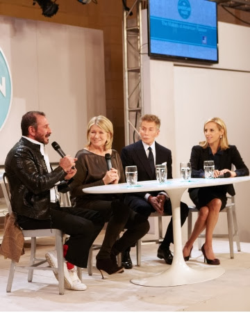 Here I am with fashion panelists Ralph Rucci, Calvin Klein, and Tory Burch discussing the secrets to their success.