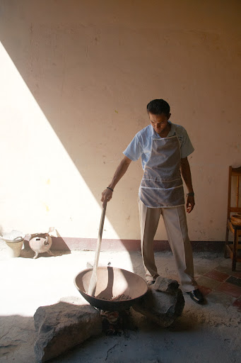 One morning, we went to the ChocoMuseo in Granada and took a chocolate making class using organic cacao beans. Making chocolate requires a great deal of time and patience, but is so worth the effort! The first step involves roasting the beans. Approximately 300 beans produce one pound of chocolate.