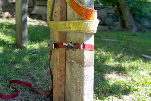 This stone was washed first using a mild architectural antimicrobial cleaner and soft brushes to remove algae, lichen, fungi, and other stains. It was glued together with a special epoxy and was left to set overnight.