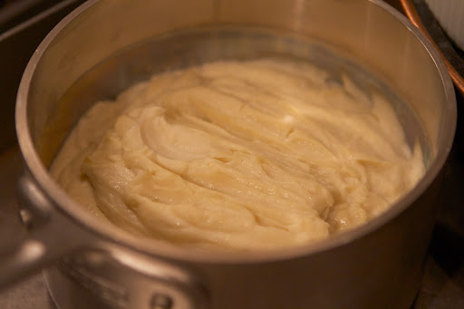 The celeriac purée gently heated
