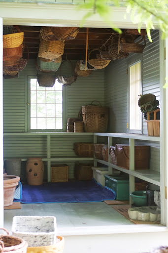 After most of the baskets were removed from the little house, I was surprised to find ceramic planters I had totally forgotten about.