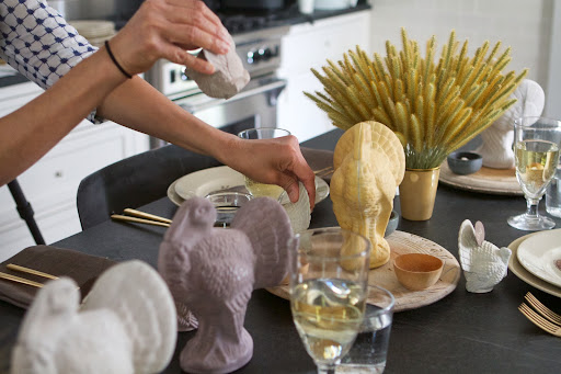 These amazing turkey statues are made in plastic candy and candle molds and were gently tinted in various earth tones.