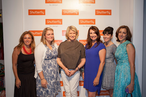 Martha posed with bloggers and Shutterfly guests: Kendra Oveson, Stefanie Schiada (of Brooklyn Limestone), Kelly Elko (of Eclectically Vintage), Alana Jones-Mann (of the blog by the same name), and Linda Facci
