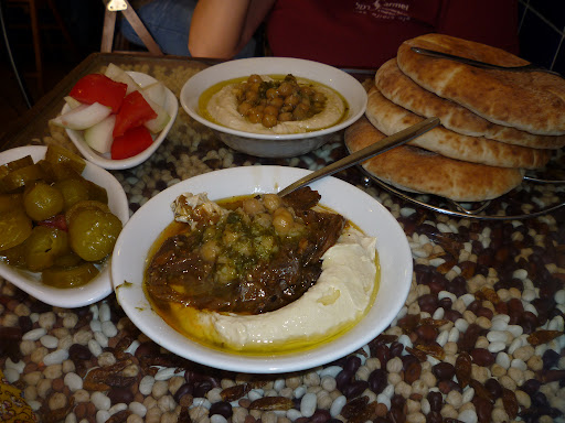 Hummus with mushrooms from Hummus Ben Sira, a delicious hole-in-the-wall sort of place on Ben Sira Street in Jerusalem
