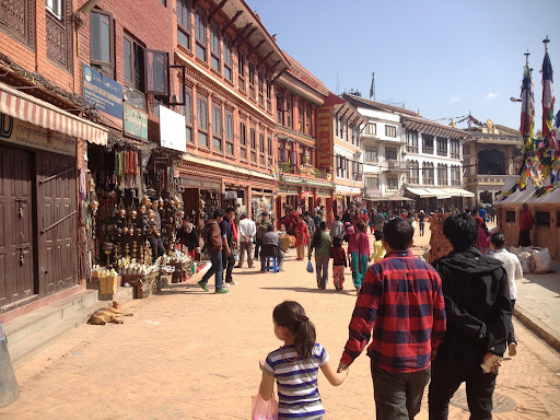 This little town is all contained within the gates of the Boudhanath Stupa. The people are all walking in the same direction around the Stupa, visiting the shops.
