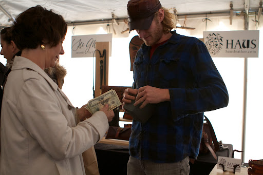 Aaron, Haus Leather owner, was very busy tending to his many customers who were eager to make a purchase.