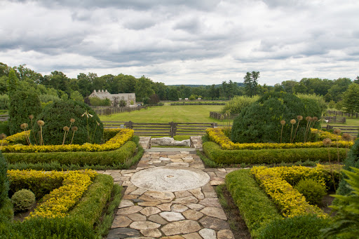 This is the view from the porch of my home. It leads down to the terrace garden and the farm beyond. The stone stable is to the left where my 5 Friesians and 3 Sicilian donkeys reside. The small buildings further in the distance are the chicken coops.