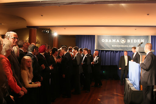 Afterwards, he shook hands with guests.
