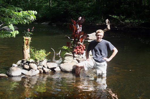Our parents live on a branch of the Saugatuck River and for the past few summers, Charlie has transformed the swimmable river into a beautiful oasis for people and hummingbirds, alike. Here he is next to Canna lily, which is a tropical annual, and a mix of other hummingbird friendly plants.