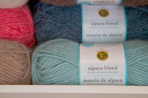 The yarns come in several blends, weights, and textures. Visit lionbrand.com to purchase yarn and for more details.