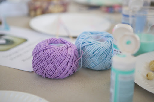 As the paint dried, they decided on what color of our cotton hemp yarn to use. It comes in a variety of colors and is soft and durable.