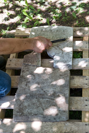 After scouring the area, these are all the pieces found. Lisa and Will took this gravestone to their shop, where they will build a stainless steel frame to set it in and fill in as best they can.