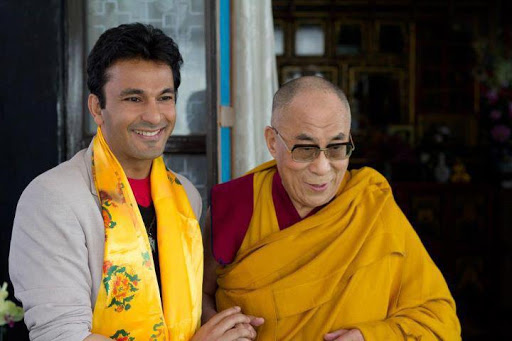 Chef Vikas and His Holiness the Dalai Lama in February of 2012 - The Dalai Lama wrote the forward for Vikas's upcoming Himalaya cookbook,