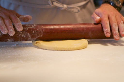 A pâte brisée was rolled out.