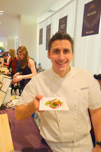 Chef Brad holding his tasty creation - Each chef is required to prepare 600 - 900 individual servings to satisfy the crowd.