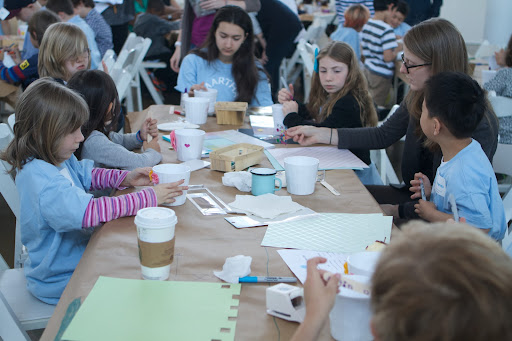 They were given stickers, embellishments, and pattern punches from the Martha Stewart Craft line, as well as magic markers to make their designs.