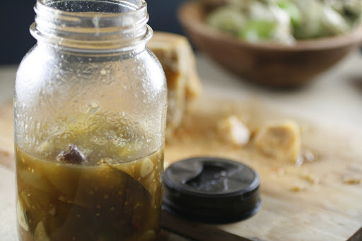 It was inspired by some of the pickled vegetables and chutneys of the Himalayas, such as this sweet green tomato chutney Vikas had in Tibet.