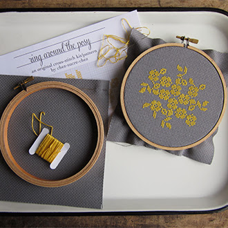 Chez-Sucre-Chez takes inspiration from traditional needlework and cross-stitch patterns to create cross-stitch kits that are both classic and contemporary. The kits also come with a hoop for easy home décor after you're finished.