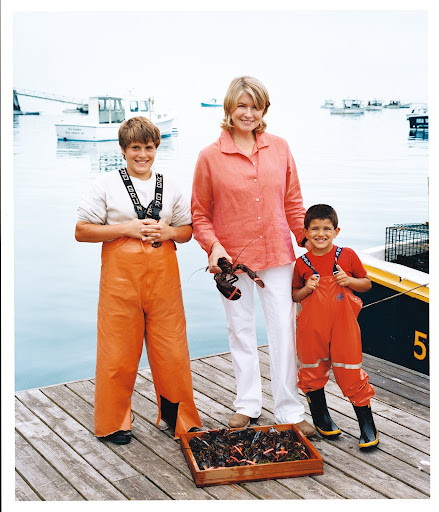Here I am posing with some young lobster men along the Maine coast in the Northeast. There's a wonderful recipe for lobster chowder in my new book. In coastal Maine, lobsters were once so abundant they could be harvested by hand at low tide.