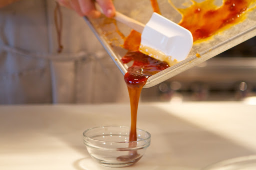 Pierre saved all of the extra caramel from the sautéed apples.
