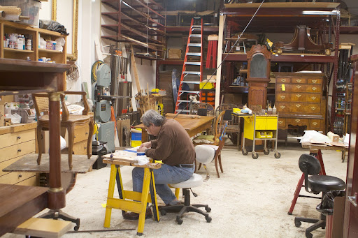 The studio is filled with many projects. Richard has been practicing the art of restoration for more than 45 years, working for such notables as Sotheby’s, Christies, the Metropolitan Museum of Art, and the Museum of the City of New York. He has also worked extensively with the decorating trade including Mark Hampton, Parish Hadley, Peter Marino, and Bunny Williams.