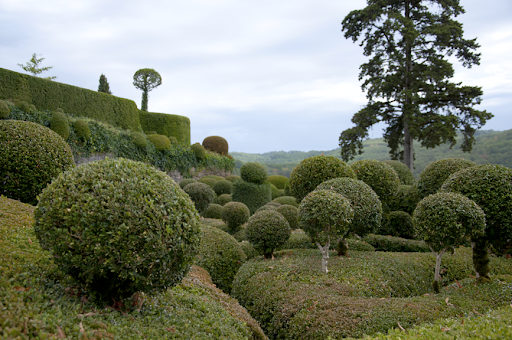 Also on on a hill overlooking the Dordogne River are the Jardins de Marqueyssac, known for their exquisite topiaries, with plantings dating from the 19th century.