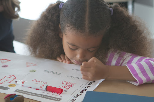 Helen Thornberry is hard at work on her project. She is daughter of Grey Thornberry, Sr Design Production Associate