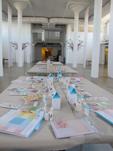 The work tables for the most recent Crafternoon were set up in the spacious clerestory of our office space in the Starrett-Lehigh Building in Manhattan.