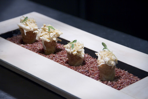 A beautiful presentation for the crab salad with chili mayonnaise