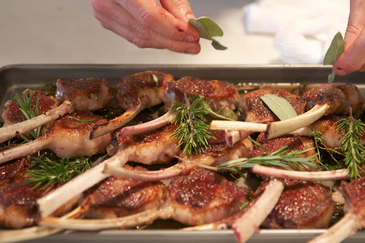 That searing process cooks the meat on the exterior. Pierre finishes the cooking just before plating the food.