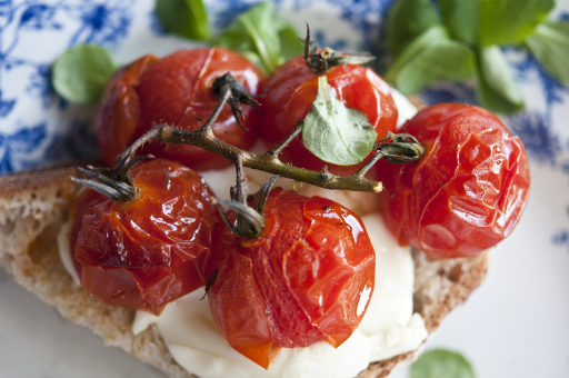 Aran Goyoaga prepared tomato-and-goat-cheese tartines as her first demonstration.