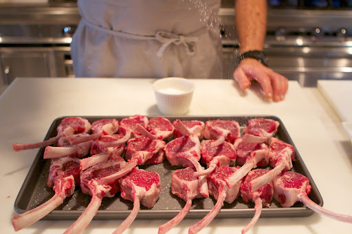 It was time to season the chops with coarse salt and freshly ground pepper.
